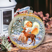 Guardian Angel Fawn Large Glass Ornament