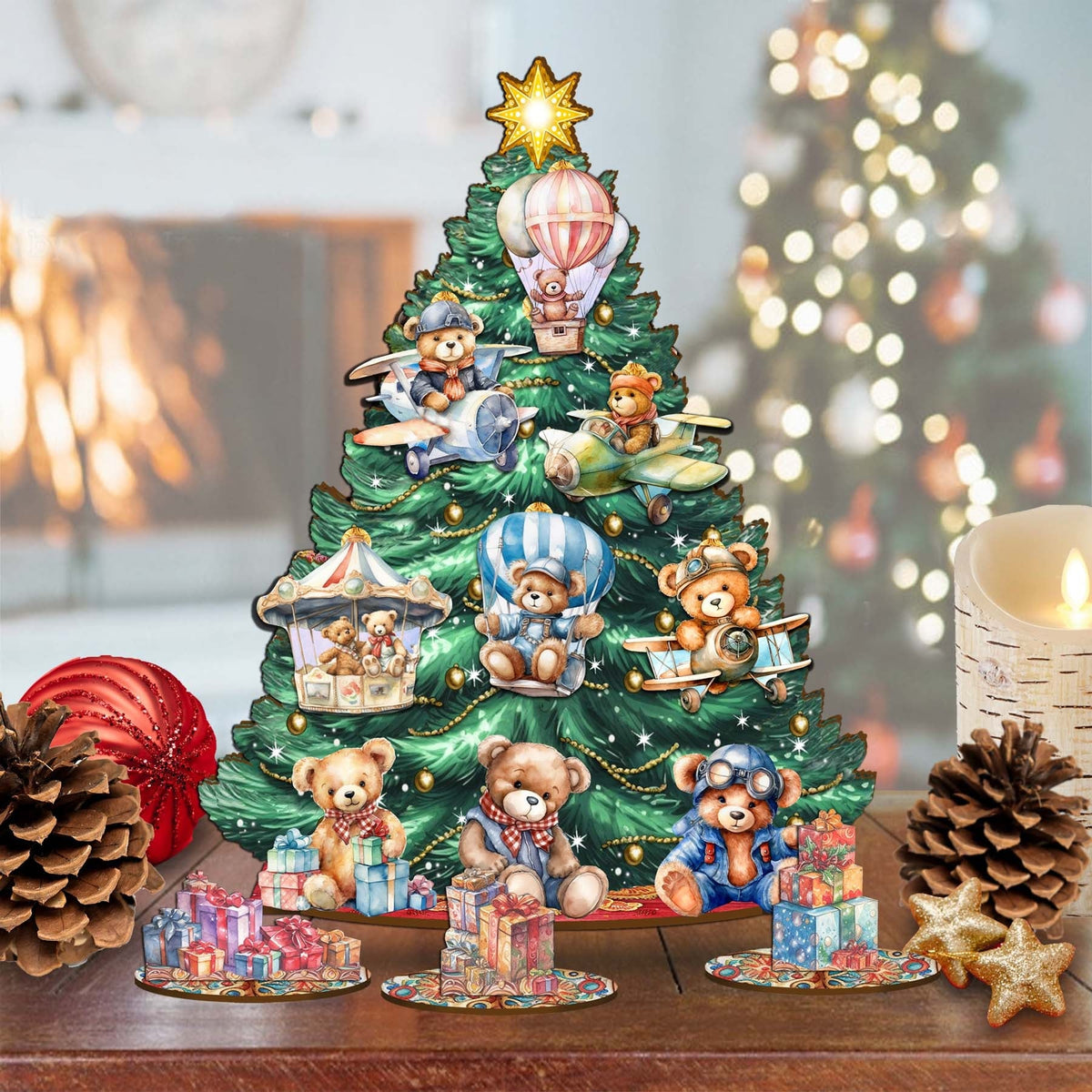 Teddy Bear Christmas Tree Eco Wood Set
