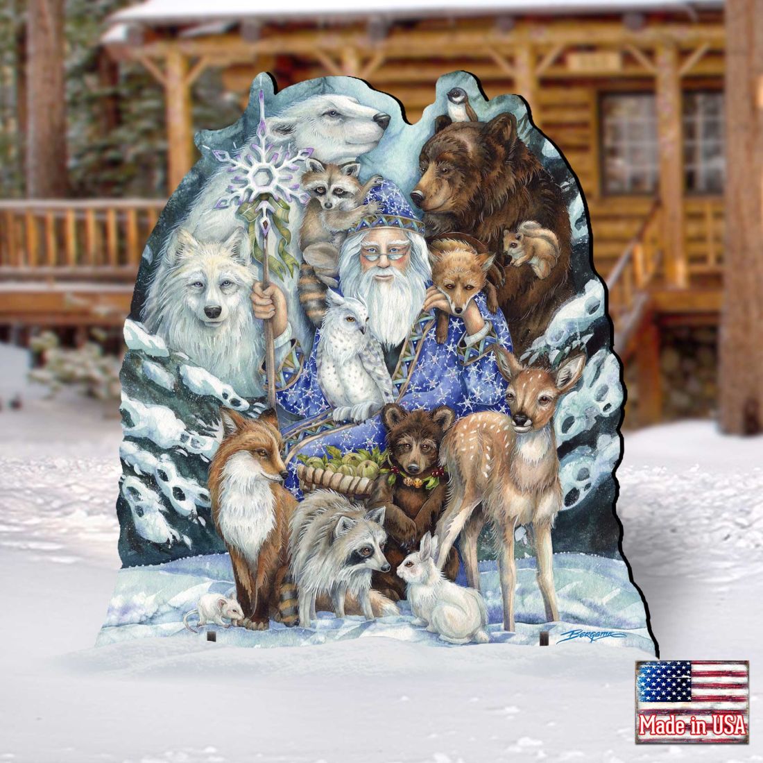 Gather in Peace Father Winter Animals Holiday Outdoor Yard Sign by J. Bergsma - Christmas Decor - 8591968F-JB