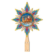 Santa on the Sleigh Star Tree Topper Wooden Decor