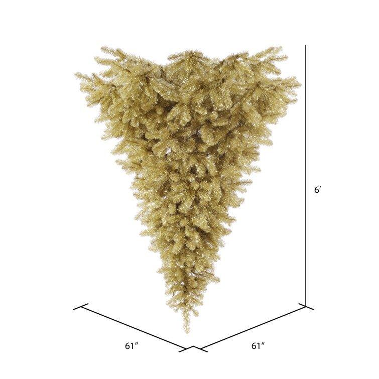 Champagne Upside Down Half Tree For Christmas - Christmas Trees USA