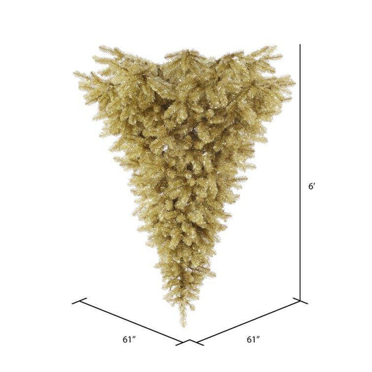 Champagne Upside Down Half Tree For Christmas - Christmas Trees USA
