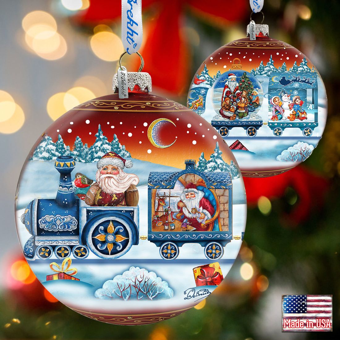 Express Train Ball Red Glass Ornament Limited Edition