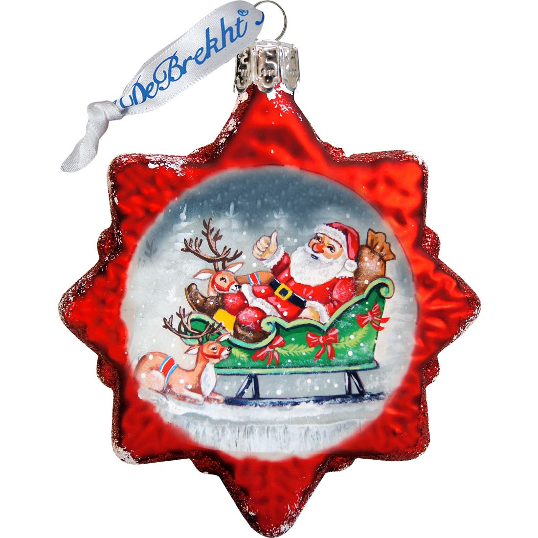 Santa Mercury Glass Ornaments Set of 3