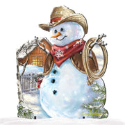 Cowboy Snowman Christmas Outdoor Yard Sign by D. Gelsinger - Christmas Santa Snowman Decor - 8121115F-1541