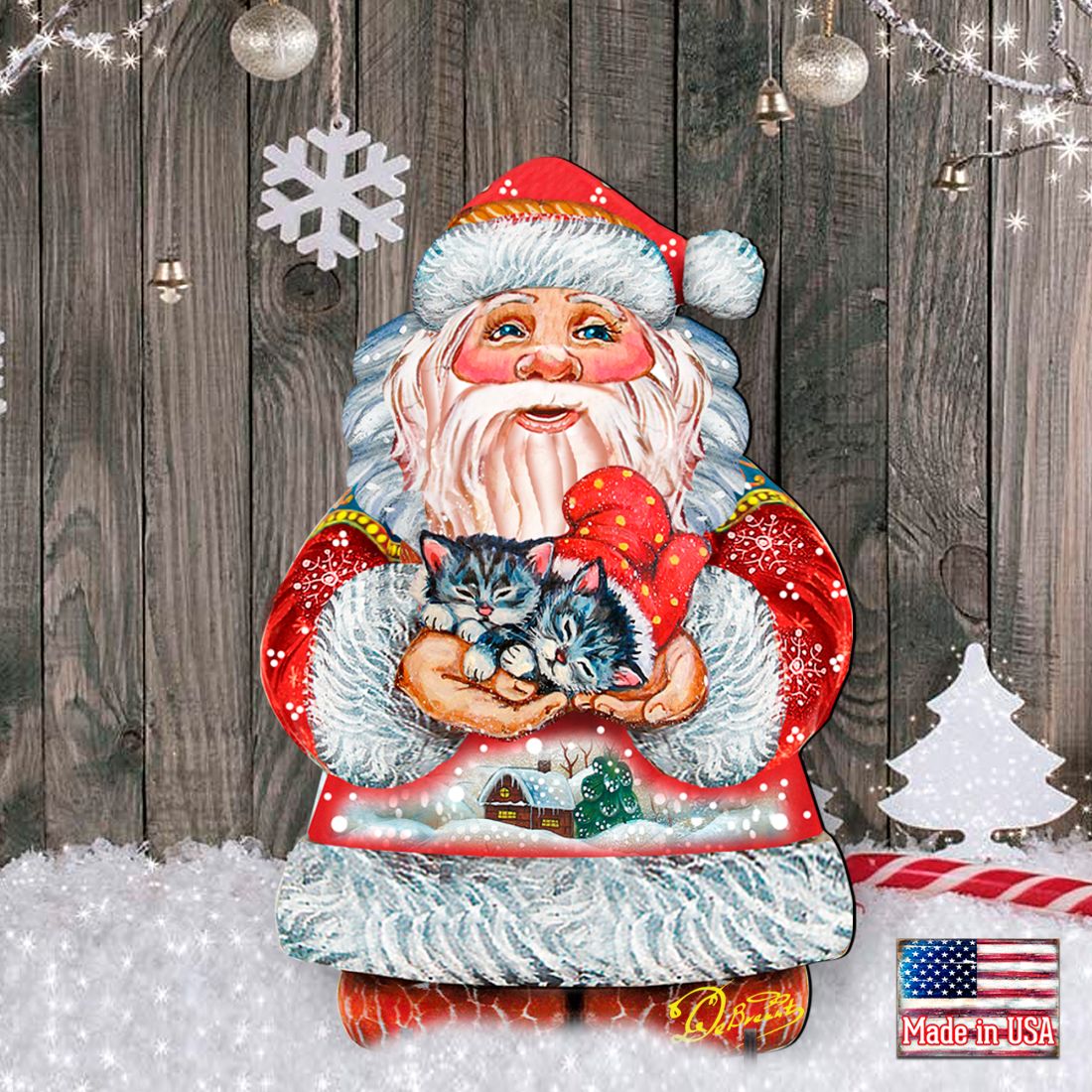 Holiday Kitten Santa Holiday Outdoor Yard Sign by G. DeBrekht - Christmas Decor - 8117808F