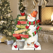 Joy Love and Peace Snowman Christmas Outdoor Scene by Susan Winget - Christmas Santa Snowman Decor - 8471108F-SW