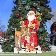 Woodland Frosty Santa Outdoor Christmas Scene by Susan Winget - Christmas Santa Snowman Decor - 8471105F-SW