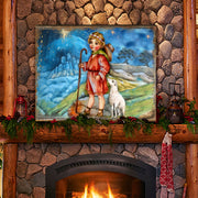 Shepherd Boy Wooden Wall Art by G. DeBrekht - Nativity Holiday Decor - 8173854B
