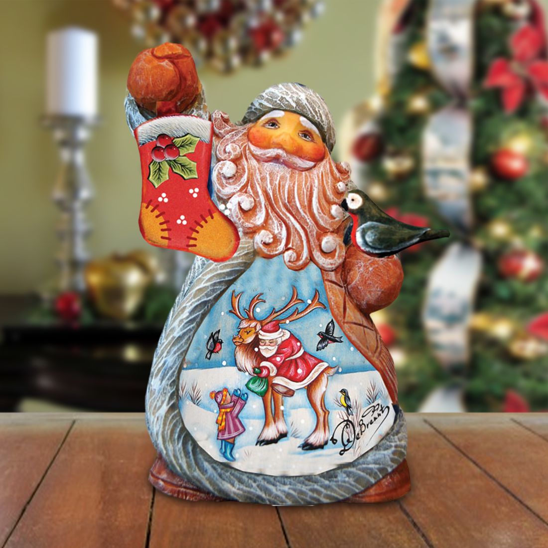 Coming Along Tiny Tale Santa Christmas Figurine