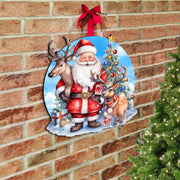 Santa with Reindeers Holiday Door Decor