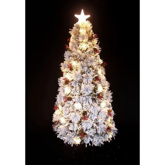 72" Fiber Optic Lighted Artificial Pine Christmas Tree with Star Topper & White Lights - Christmas Trees USA