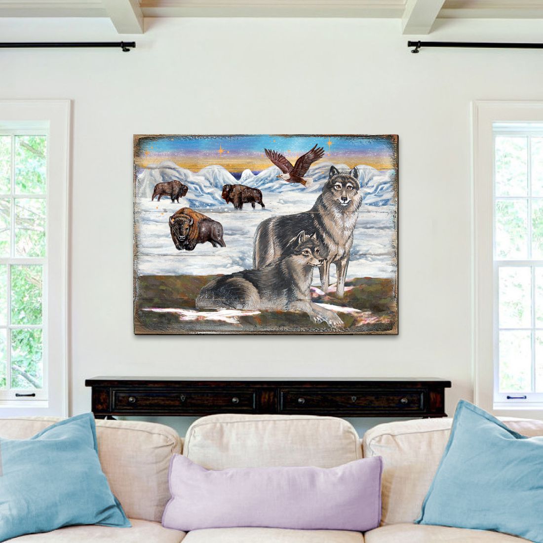 Winter Wolves Art Wooden Wall Art by Nature Wonders Christmas Decoration
