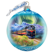 Northern Lights Railroad Glass Ornament
