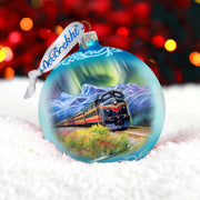 Northern Lights Railroad Glass Ornament