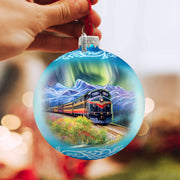Northern Lights Railroad Glass Ornament