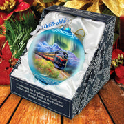 Northern Lights Railroad Glass Ornament
