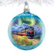 Northern Lights Railroad Glass Ornament