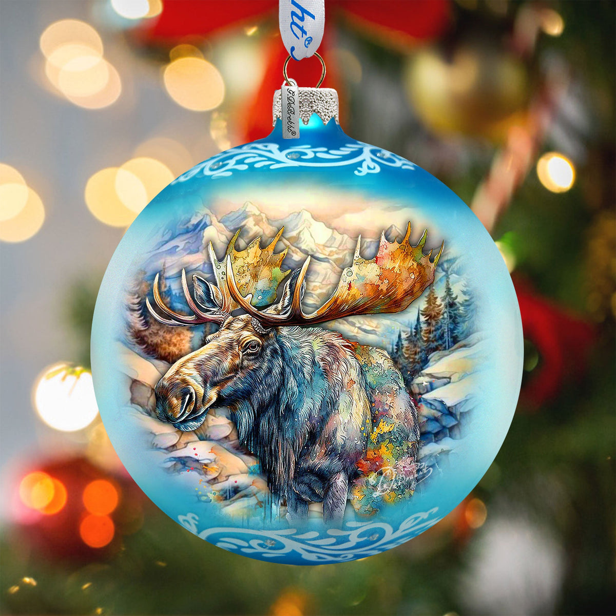 Moose Glass Ornament – Handcrafted Mercury Glass Ornament - Wildlife Holiday Decor by G. DeBrekht – 73392