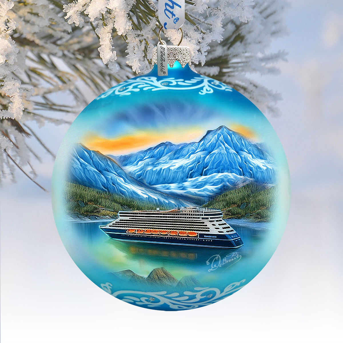 Alaska Cruise Glass Ornament – Handcrafted Mercury Glass Ornament - Wildlife Holiday Decor by G. DeBrekht - 73394
