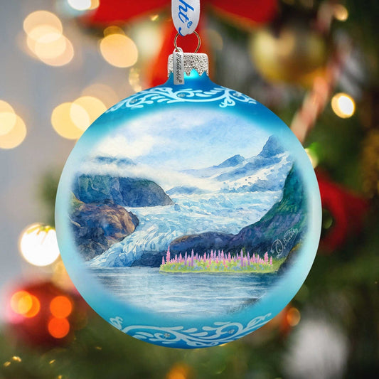 Alaska Glacier Glass Christmas Ornament