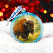 American Bison Glass Christmas Ornament – Holiday Splendor Wildlife Ornament by G. DeBrekht – 73407
