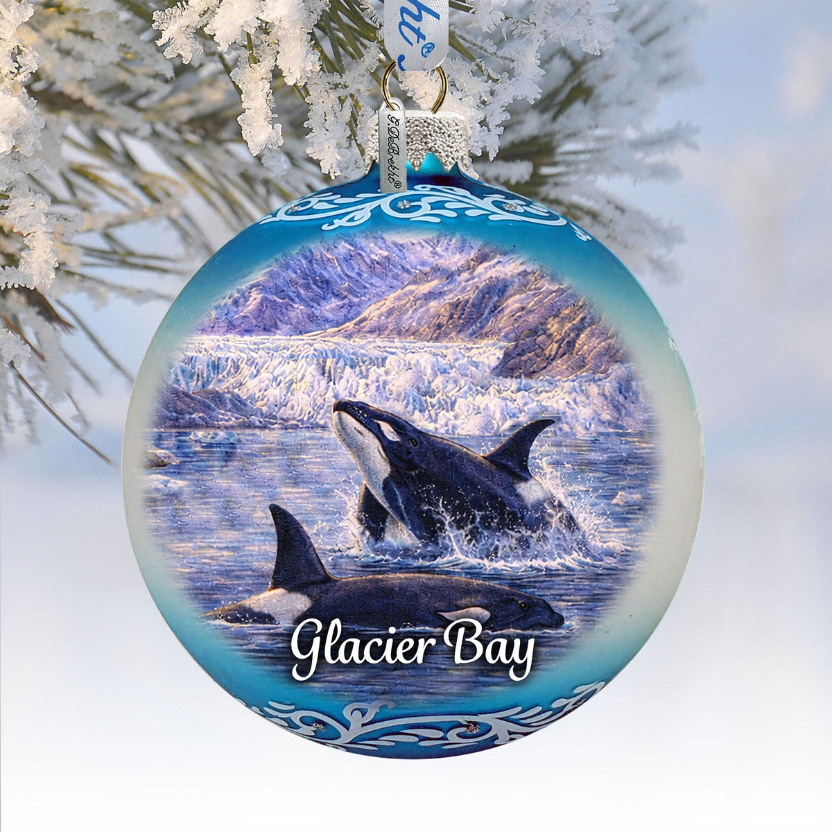 Glacier Bay Orca Glass Ornament