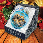 Sea Otters Glass Christmas Ornament