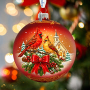 Christmas Cardinals Glass Ornament – Holiday Splendor Cardinal Ornament by G. DeBrekht – 73462