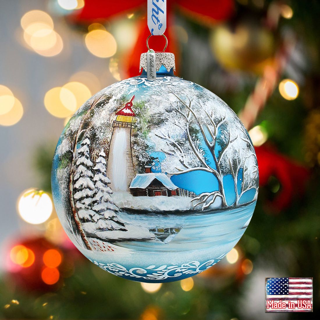 Winter Lighthouse Glass Ornament Limited Edition