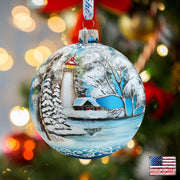 Winter Lighthouse Glass Ornament Limited Edition