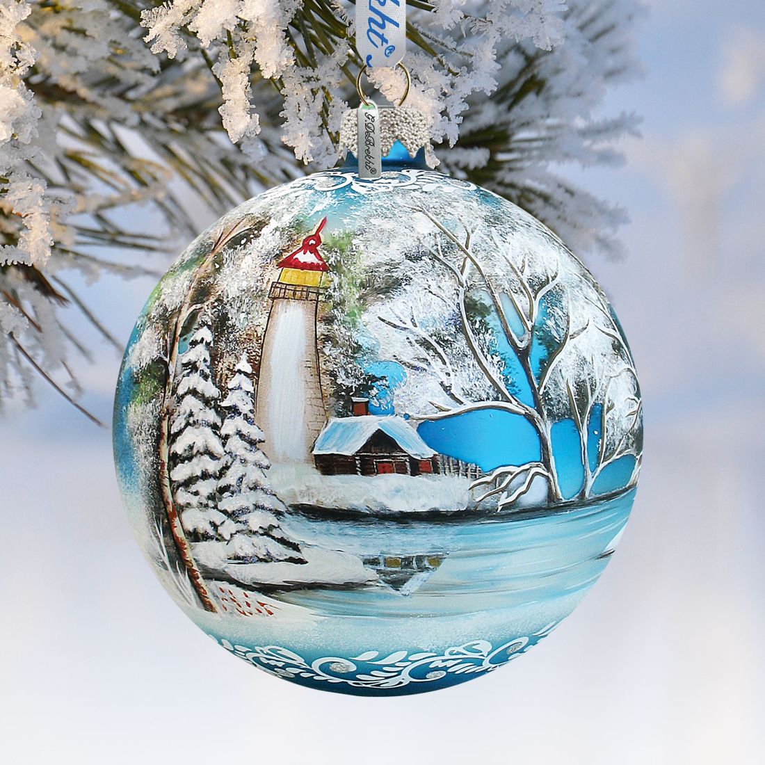 Winter Lighthouse Glass Ornament Limited Edition