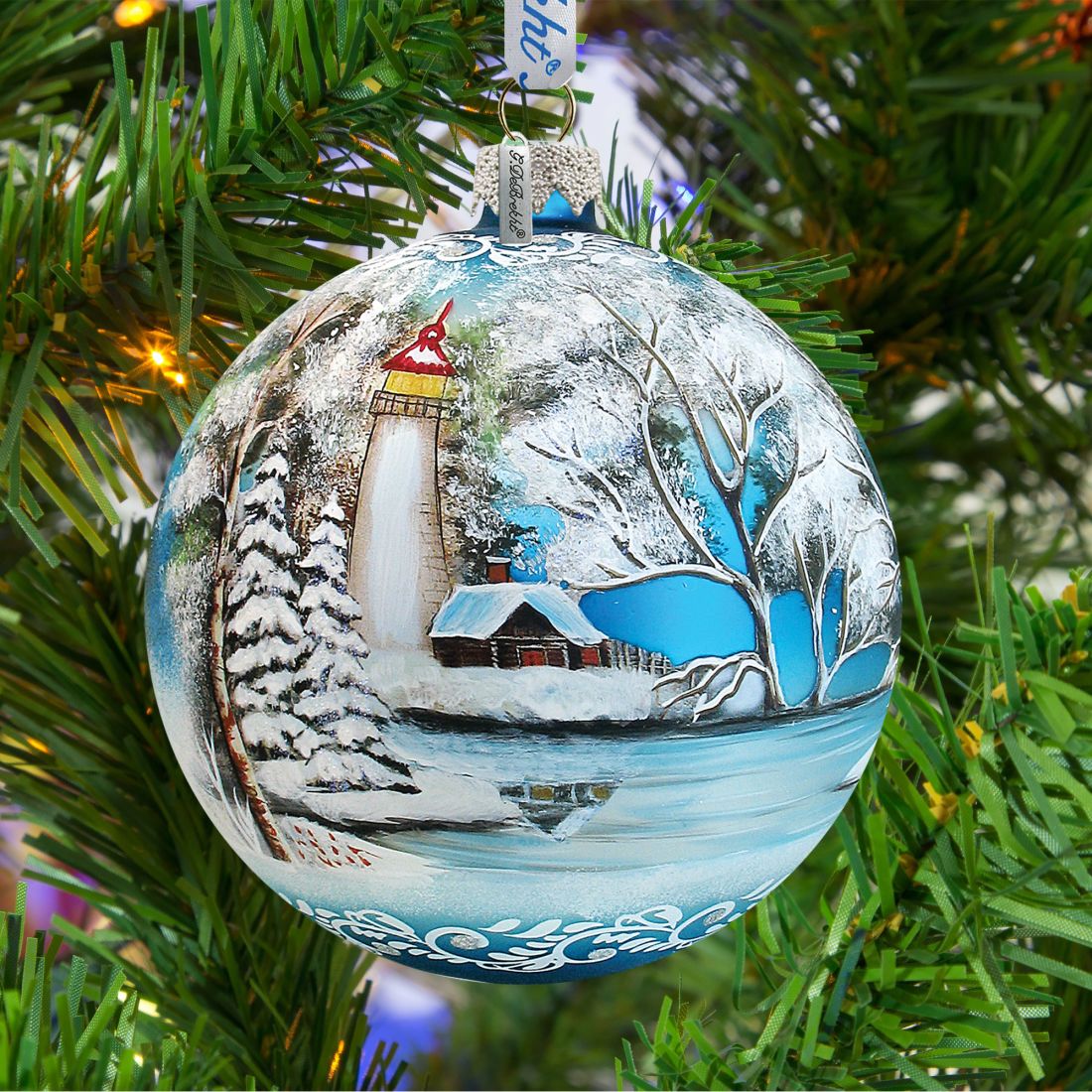 Winter Lighthouse Glass Ornament Limited Edition