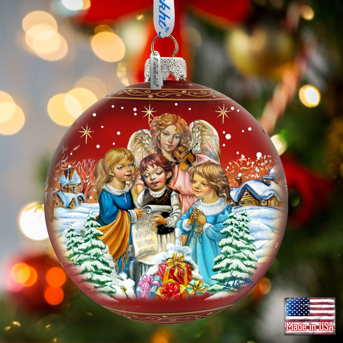 Christmas Guardian Angel Ball Glass Ornament Limited Edition