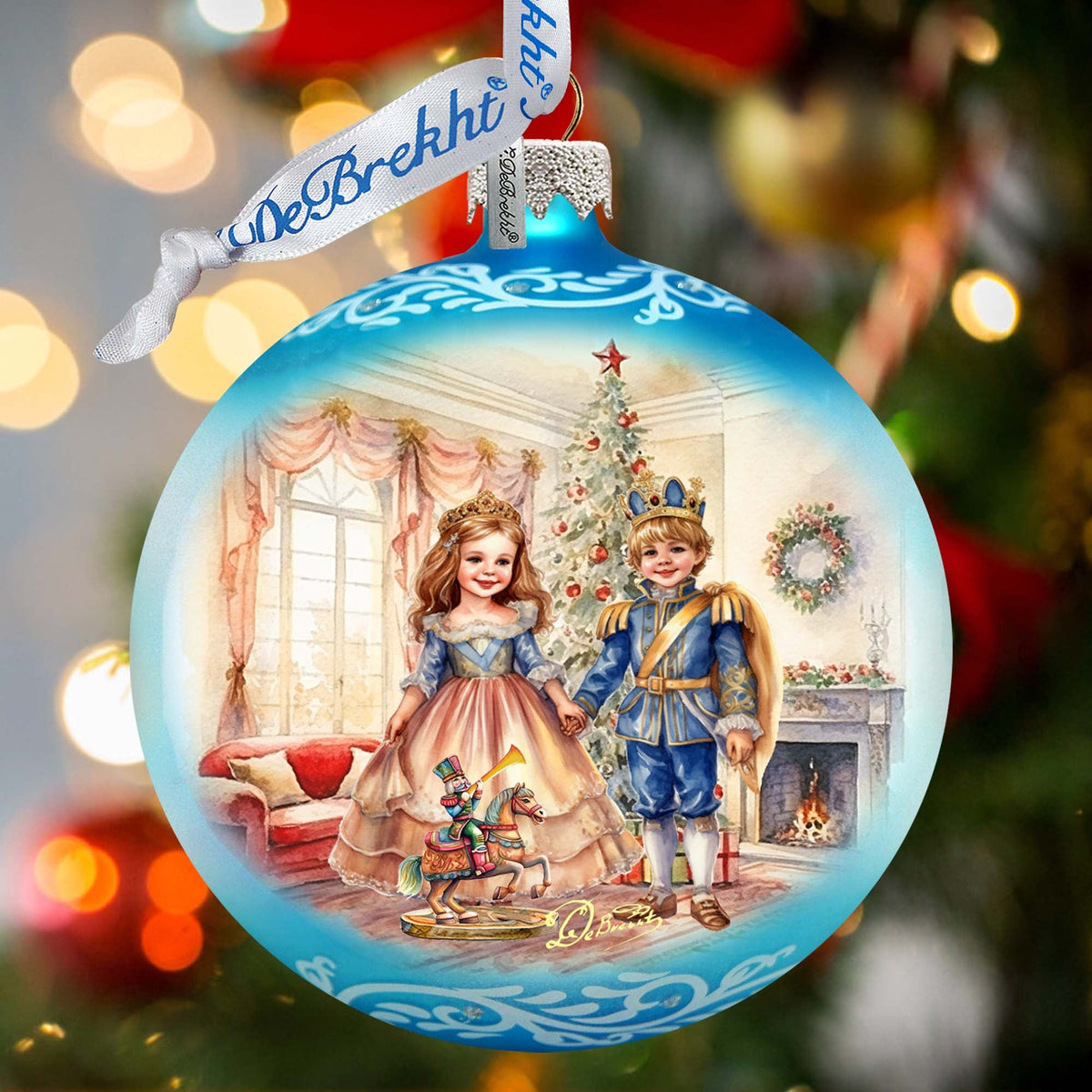 Nutcracker Ballet Scene - Clara and Prince Lg Glass Ornament by G. Debrekht - Christmas Décor - 73933