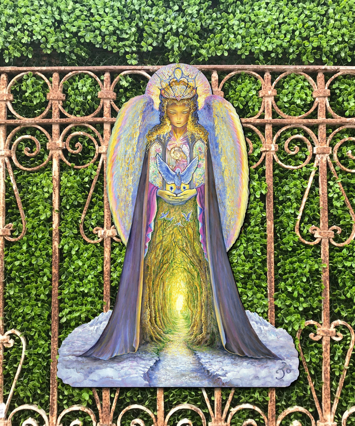The Angel and the Bluebird Holiday Outdoor Yard Sign by Josephine Wall - Christmas Decor - 845623F-JW