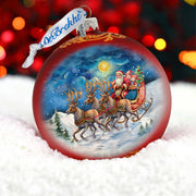 Hand Blown Glass Ornament - Santa Sleigh Limited Edition Mercury Glass Decoration - 73965