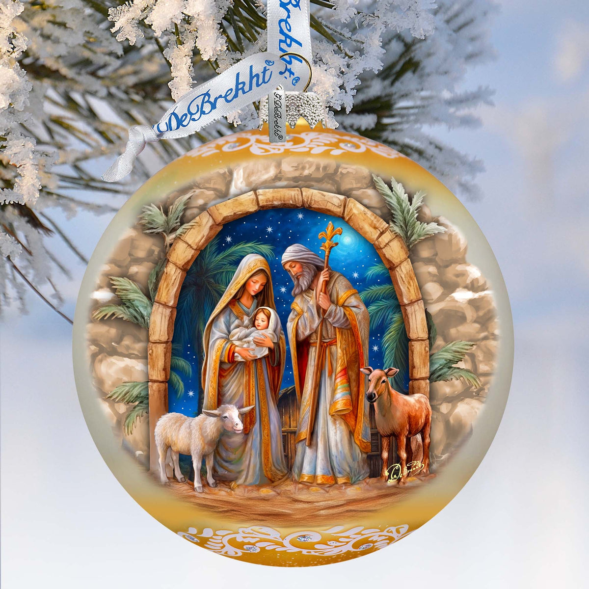 Journey to Bethlehem Mercury Glass Christmas Ornament