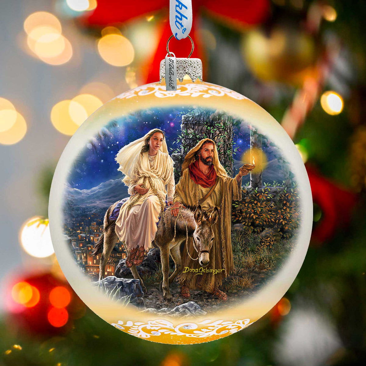 Journey to Bethlehem Mercury Glass Christmas Ornament
