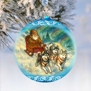 Santa Dog Sled Limited Edition Glass Christmas Ornament