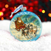 Santa Dog Sled Limited Edition Glass Christmas Ornament