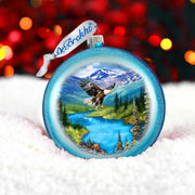 Alaska Eagle Mountain Landscape Glass Christmas Ornament – Wildlife Holiday Splendor Ornament by G. DeBrekht – 744-050