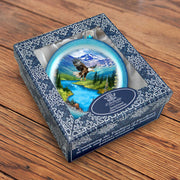 Alaska Eagle Mountain Landscape Glass Christmas Ornament – Wildlife Holiday Splendor Ornament by G. DeBrekht – 744-050