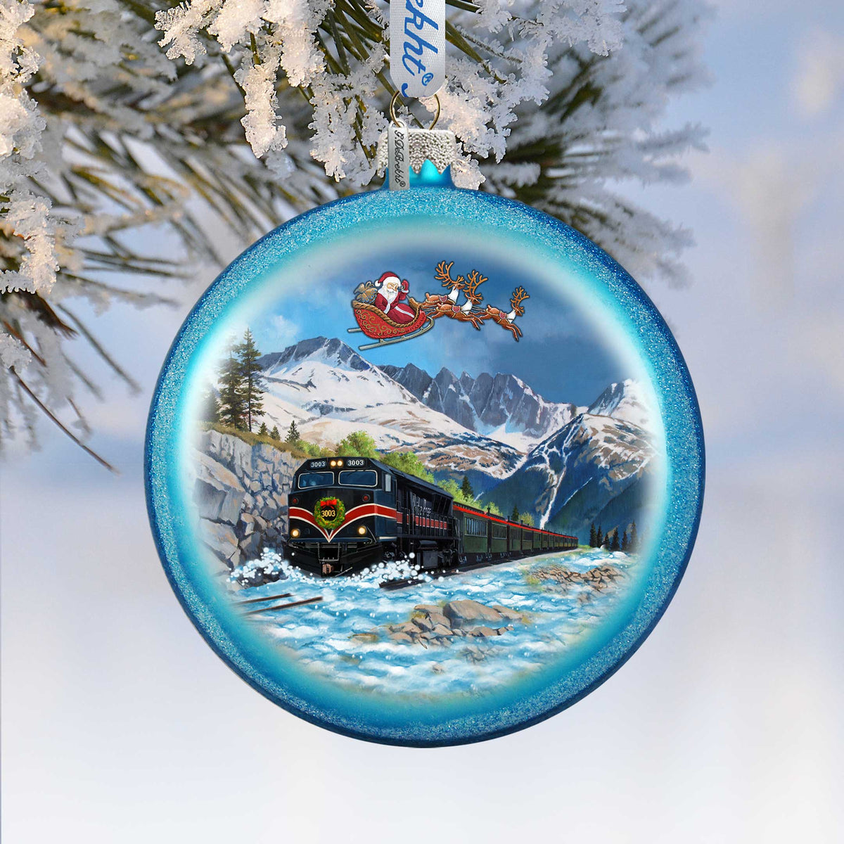 Alaska Railroad Christmas Glass Ornament