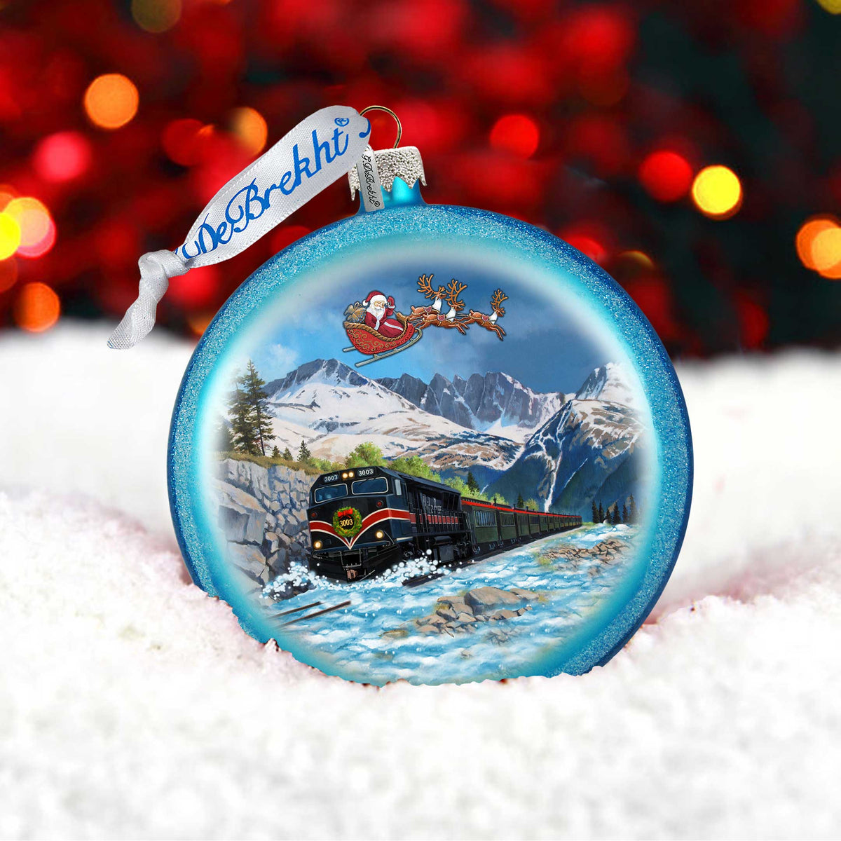 Alaska Railroad Christmas Glass Ornament