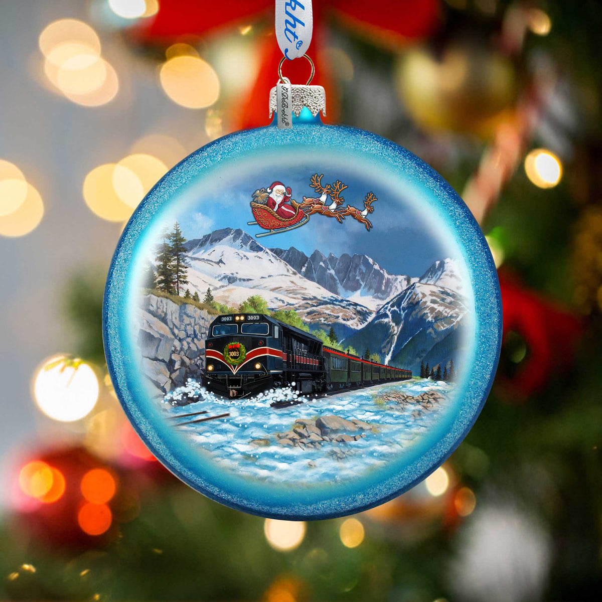 Alaska Railroad Christmas Glass Ornament