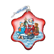 Village Celebration Snowflake Glass Ornament
