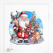 Santa with Reindeers Holiday Door Decor