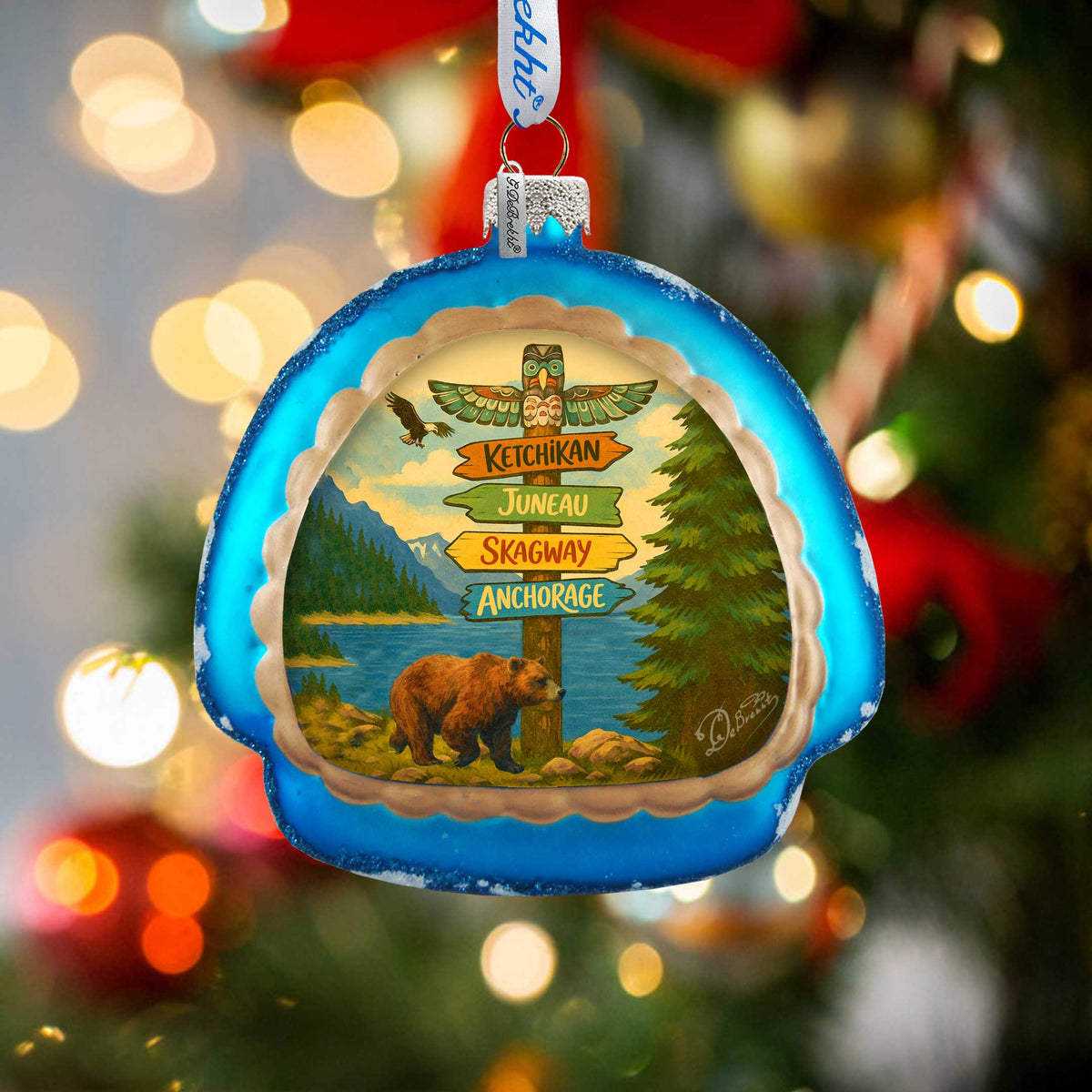 Alaska Adventure Igloo Glass Christmas Ornament