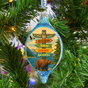 Alaska Bear Destination Signs Handblown Mercury Glass Christmas Ornament by G. Debrekht - 757-057